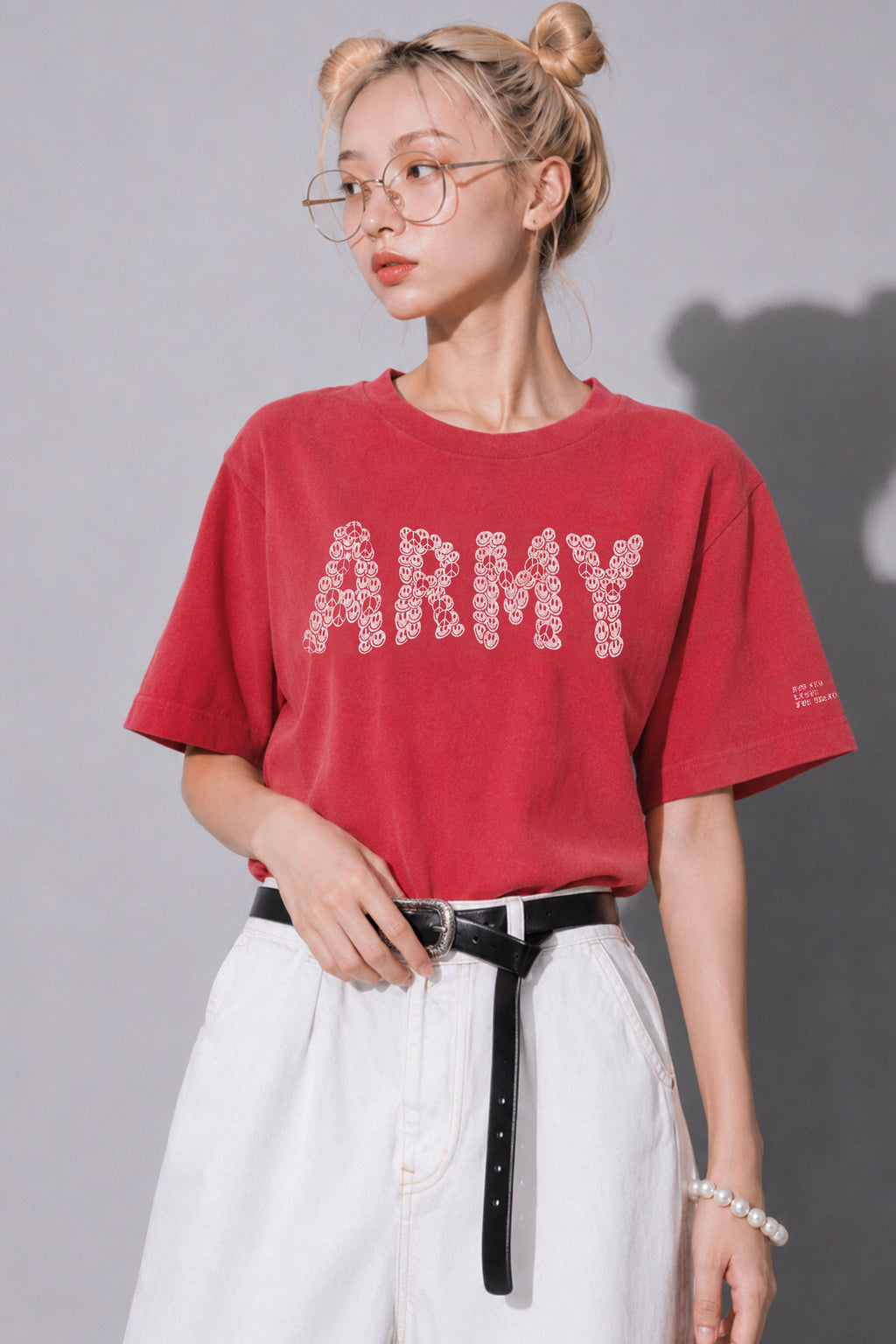 FUMEI / SMILE ARMY TEE - FADE RED