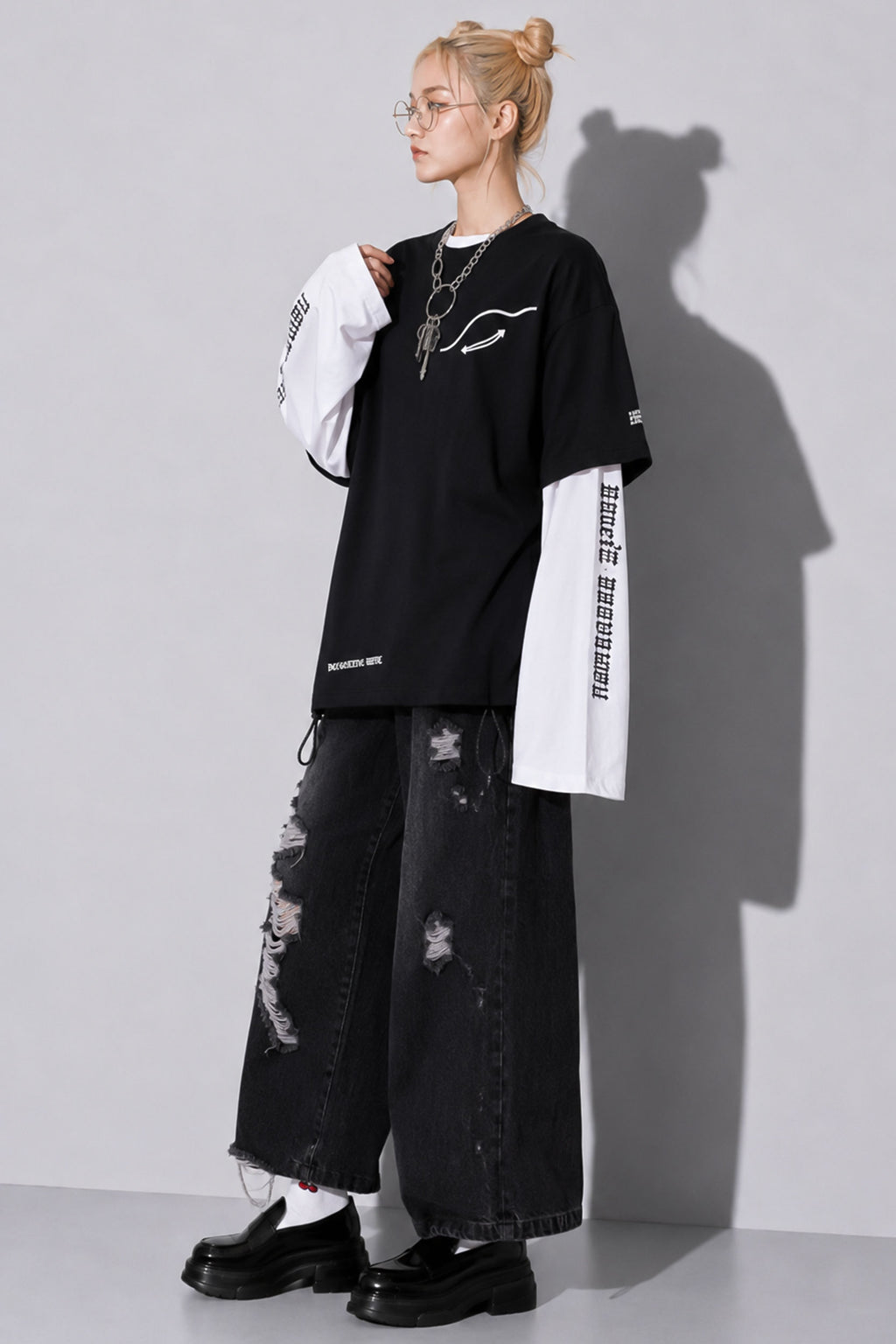 FUMEI / fake smile TEE - BLACK