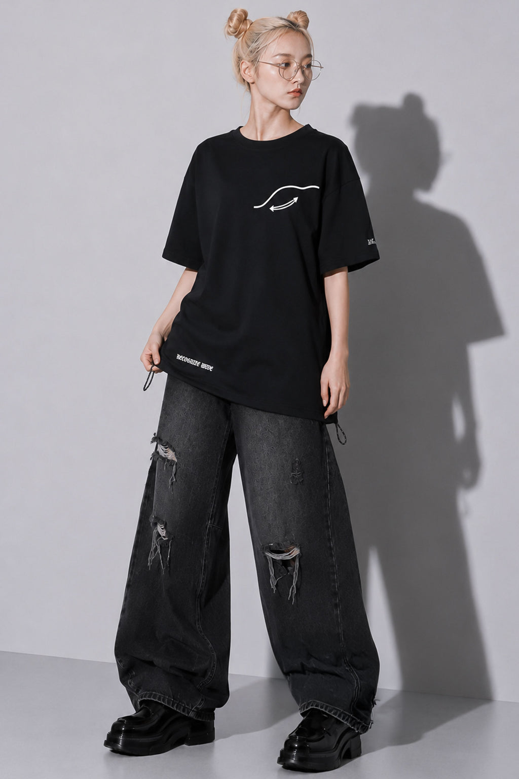 FUMEI / fake smile TEE - BLACK