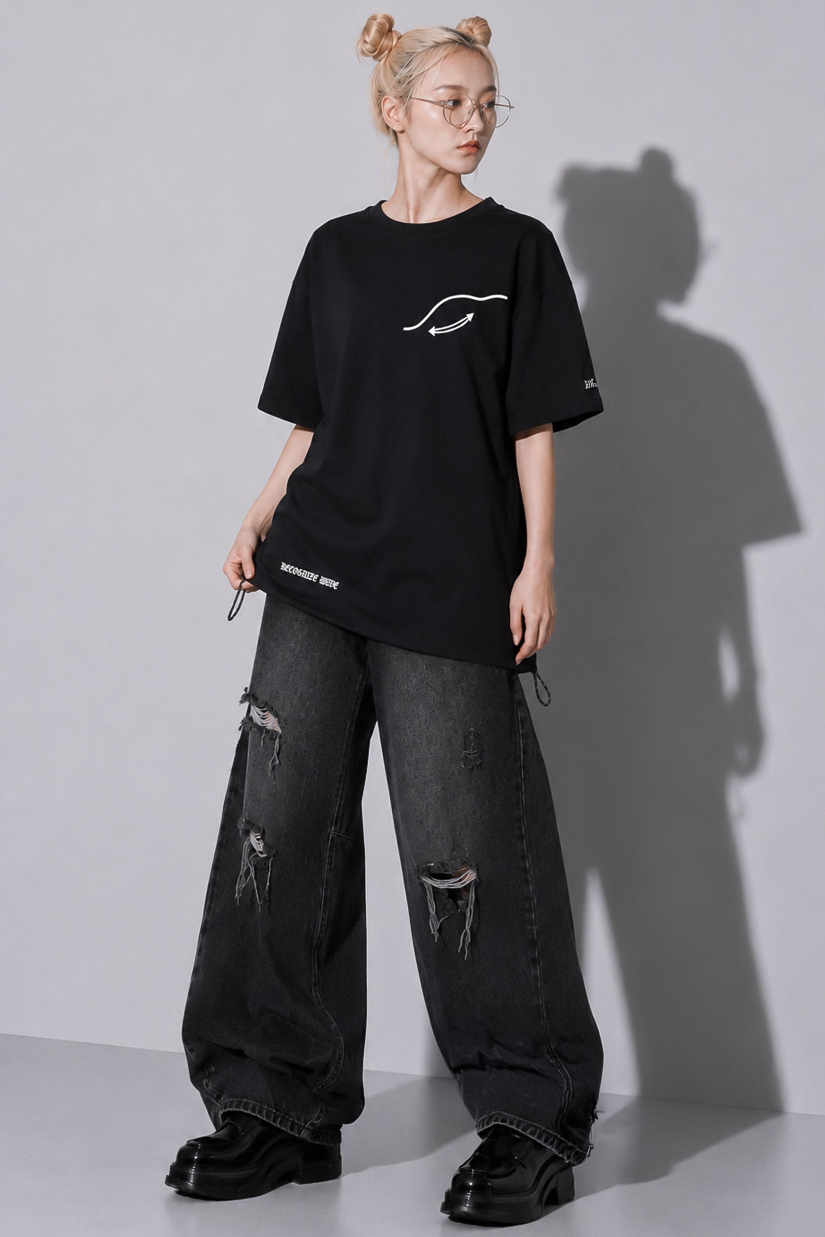 FUMEI / fake smile TEE - BLACK