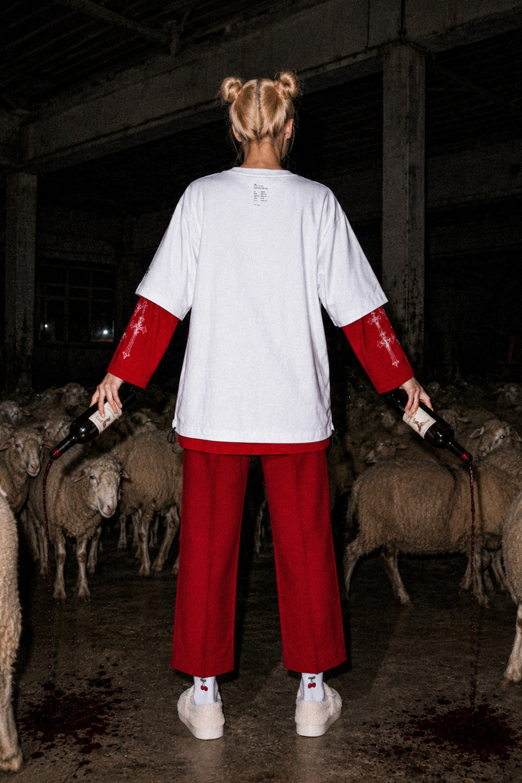 FUMEI / FALLING SHEEP TEE - WHITE