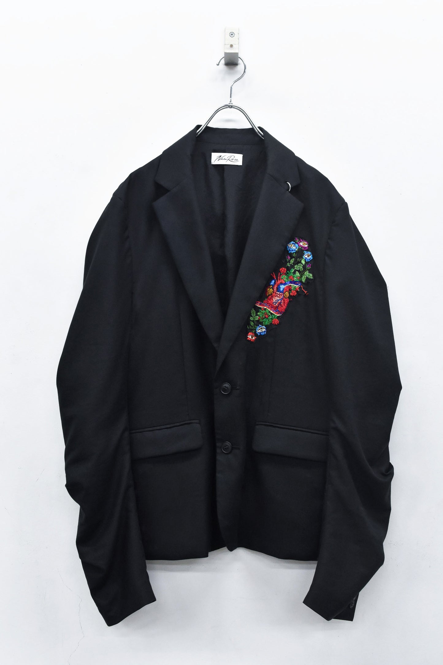 NewRose / Tuck Sleeve Jacket hand embroidery  - BLACK