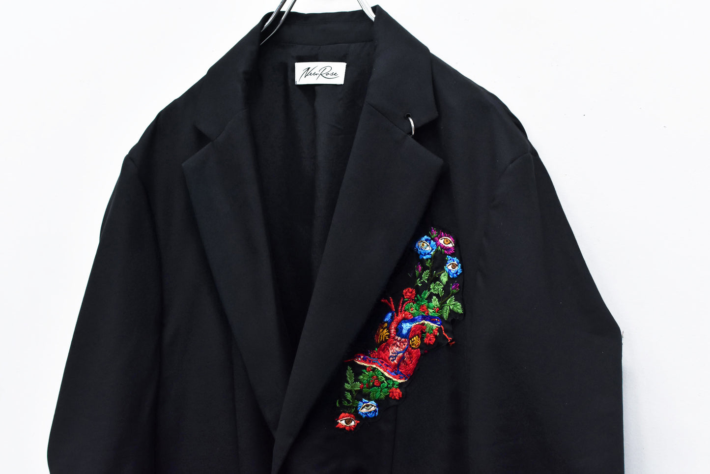 NewRose / Tuck Sleeve Jacket hand embroidery  - BLACK