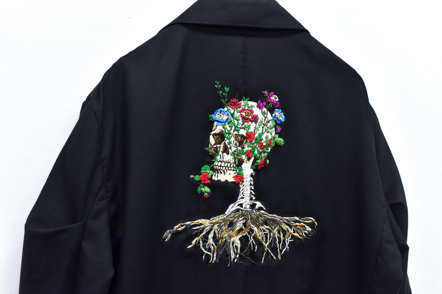 NewRose / Tuck Sleeve Jacket hand embroidery  - BLACK