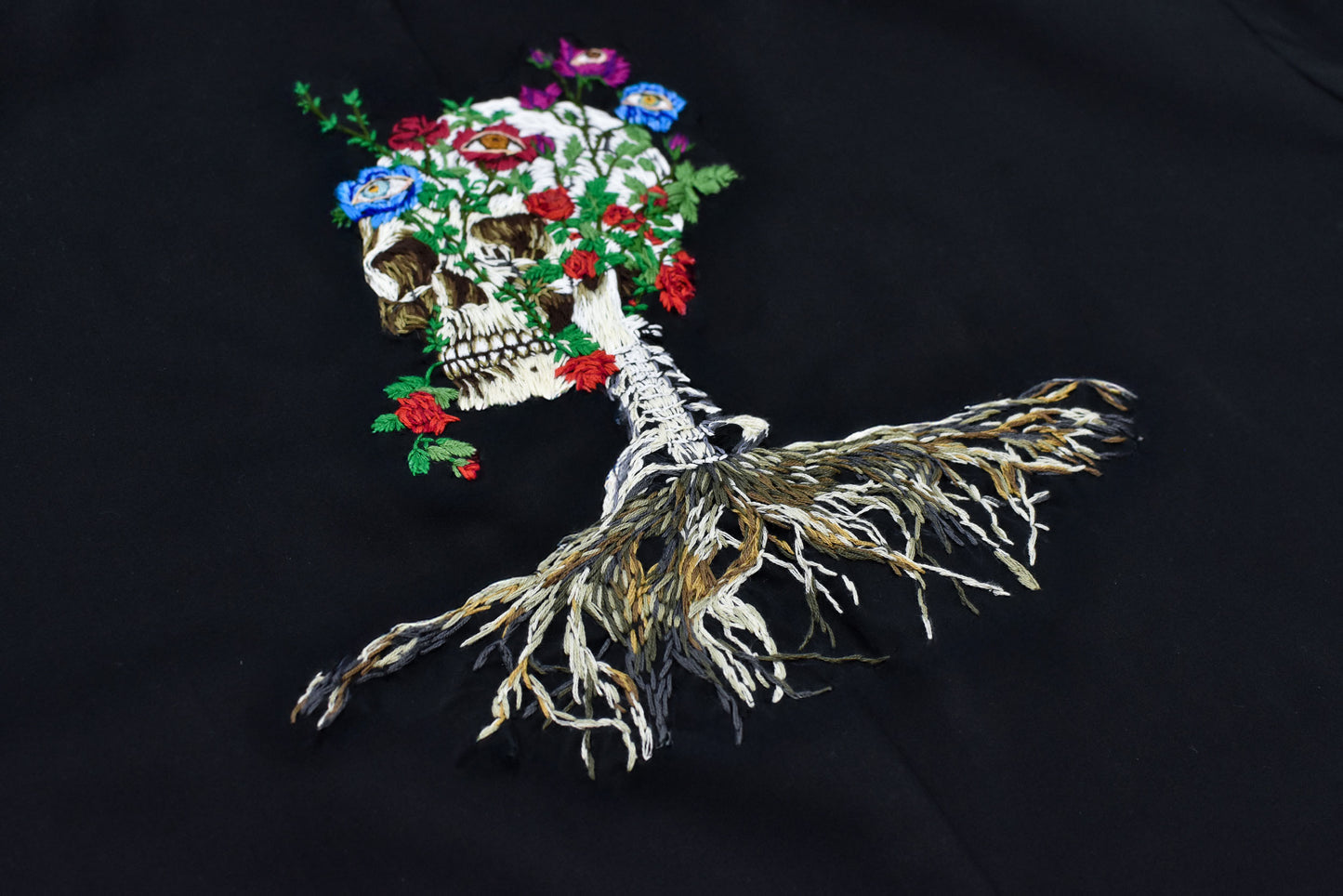 NewRose / Tuck Sleeve Jacket hand embroidery  - BLACK