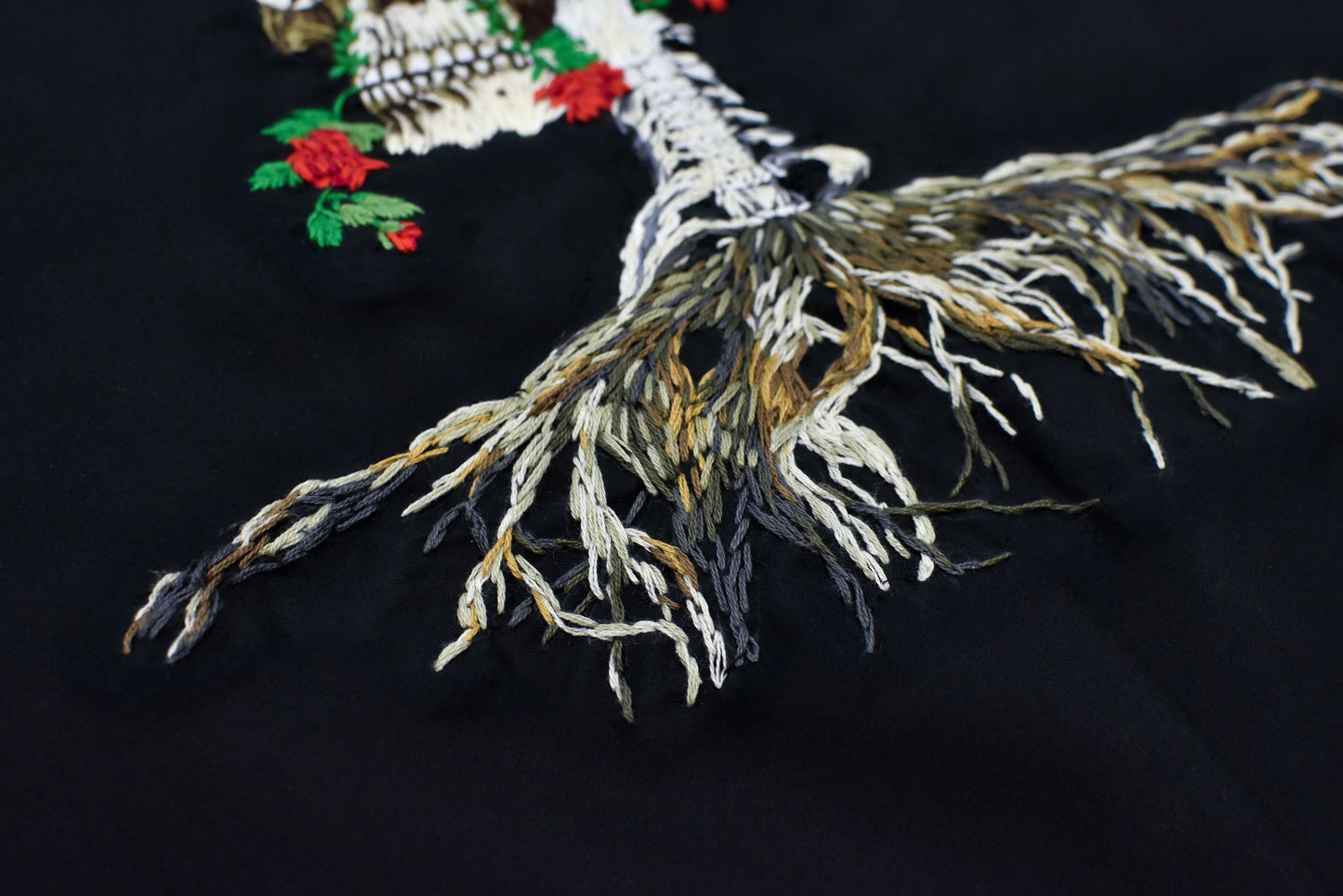 NewRose / Tuck Sleeve Jacket hand embroidery  - BLACK