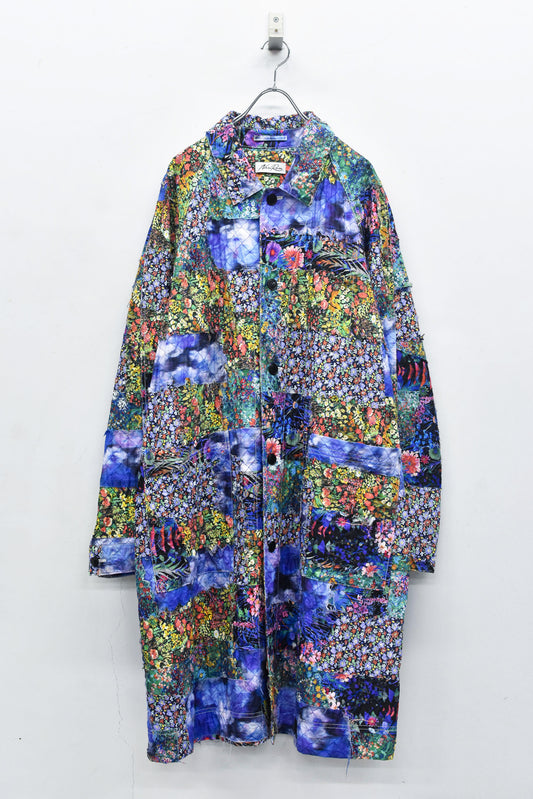 NewRose / Patchwork Quilt Raglan Sleeve Coat - FLOWER