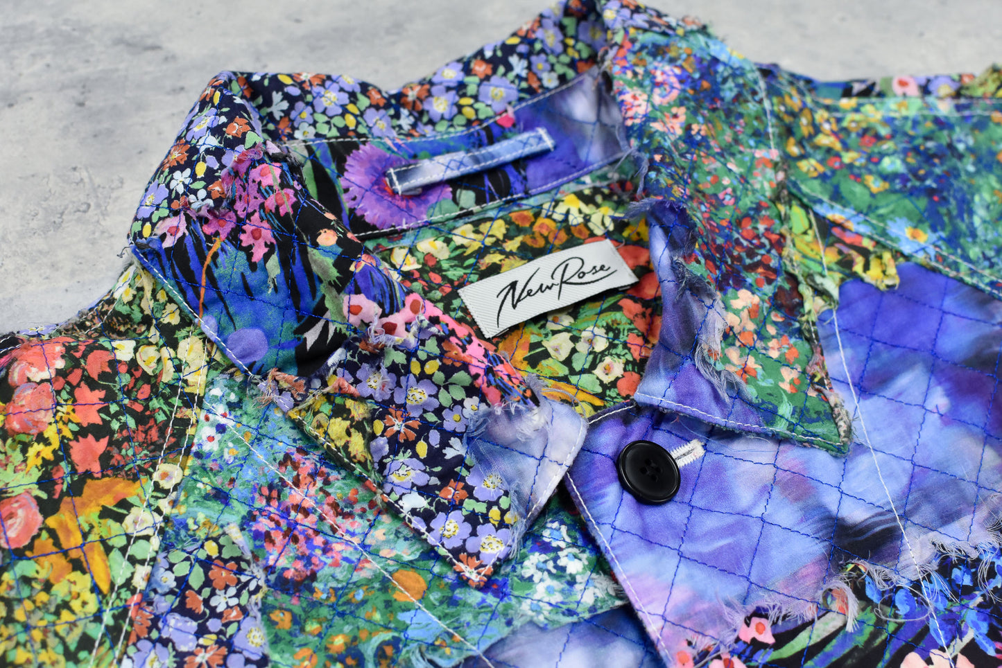 NewRose / Patchwork Quilt Raglan Sleeve Coat - FLOWER