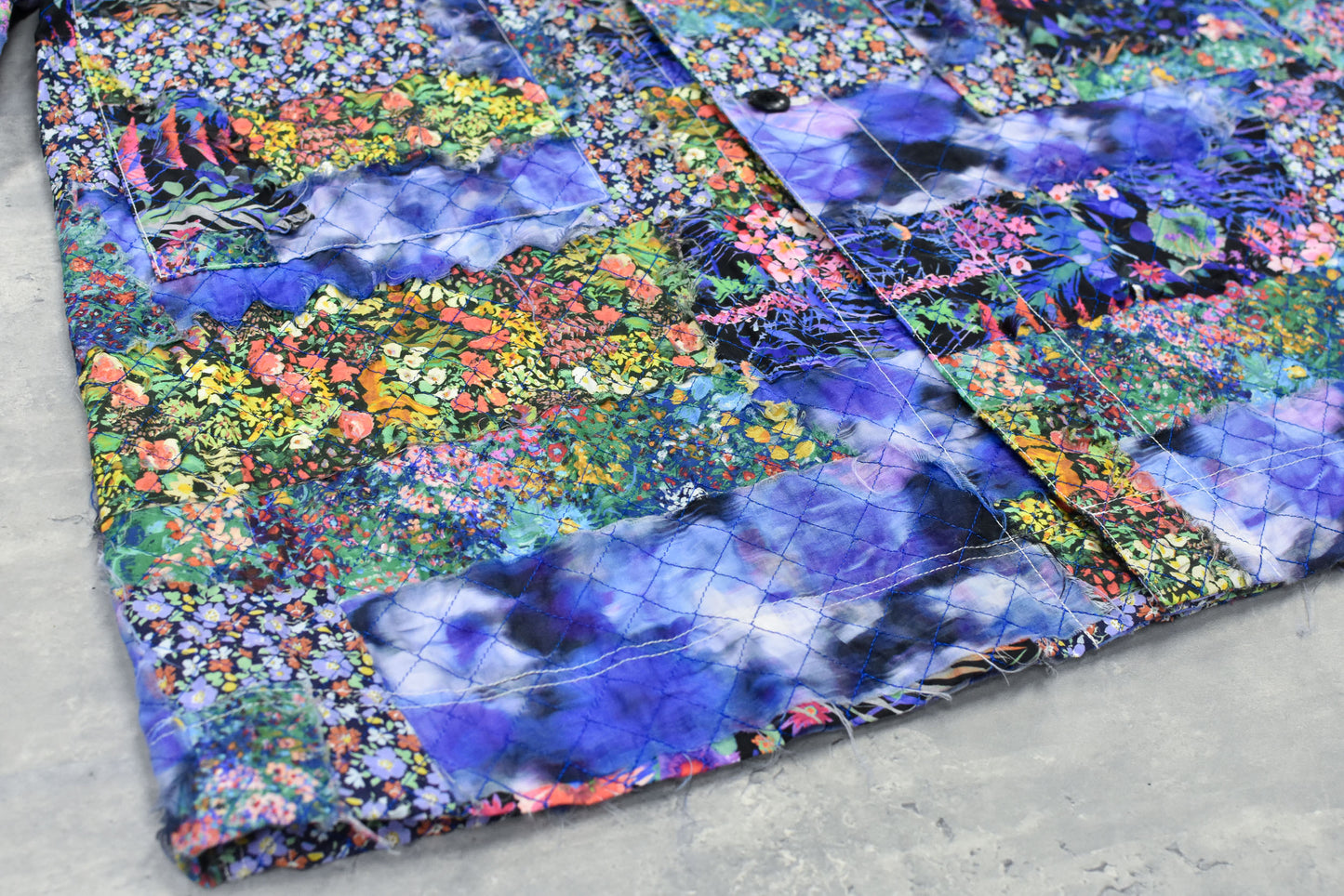 NewRose / Patchwork Quilt Raglan Sleeve Coat - FLOWER