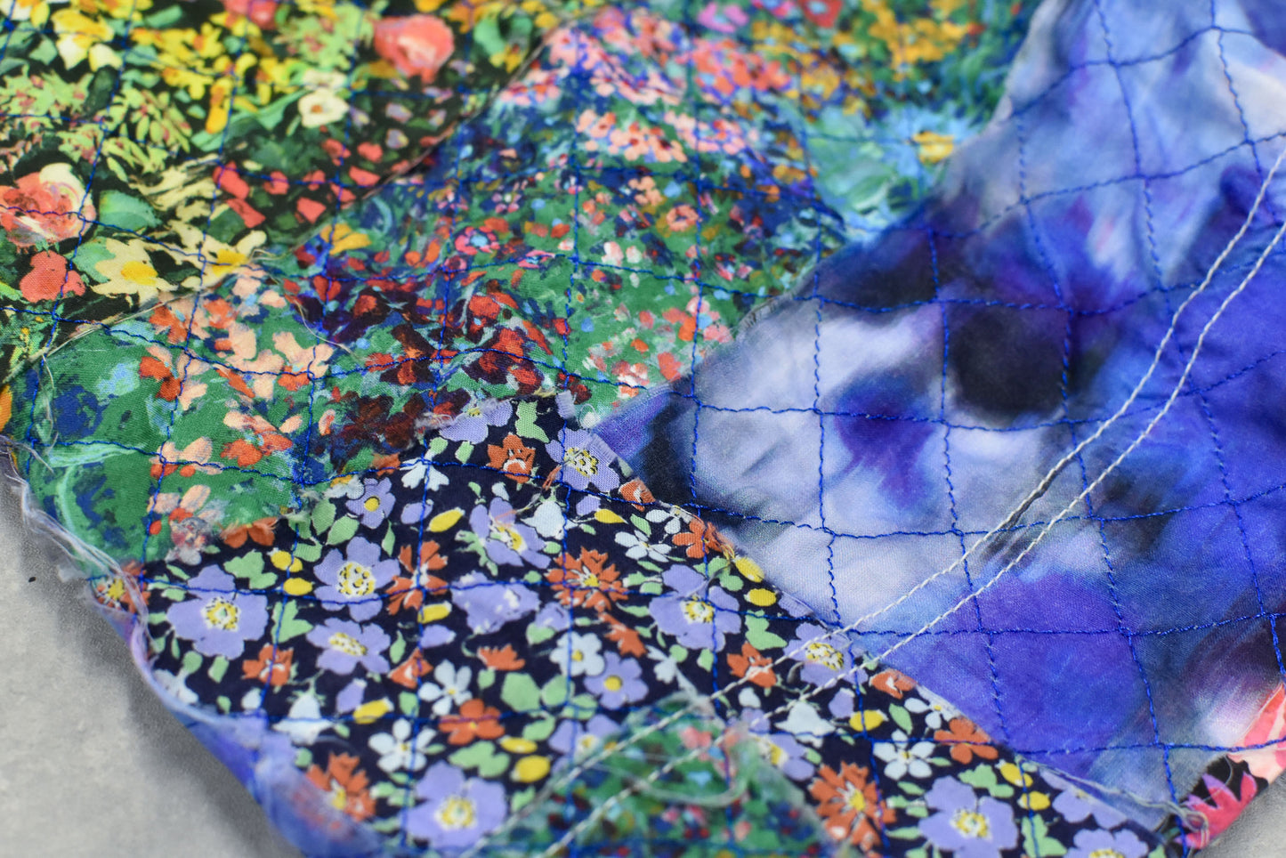 NewRose / Patchwork Quilt Raglan Sleeve Coat - FLOWER