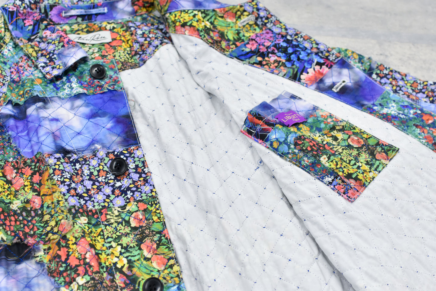 NewRose / Patchwork Quilt Raglan Sleeve Coat - FLOWER