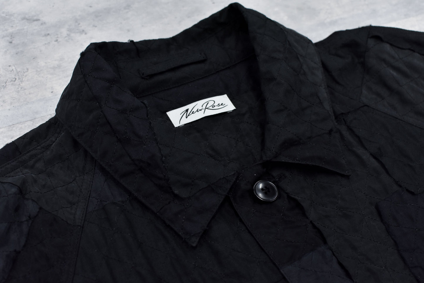 NewRose / Patchwork Quilt Raglan Sleeve Coat - BLACK