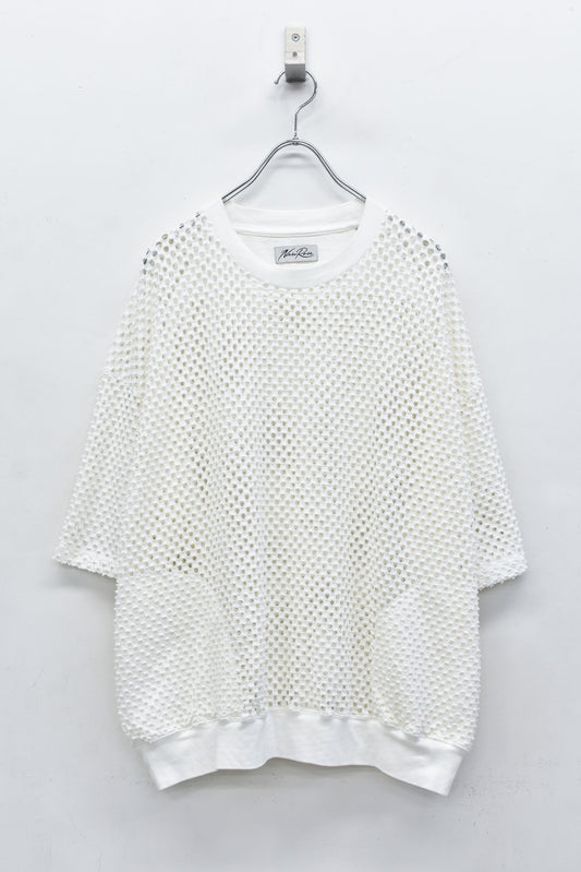 NewRose / Punched Fabric Side Pocket T-shirt - WHITE