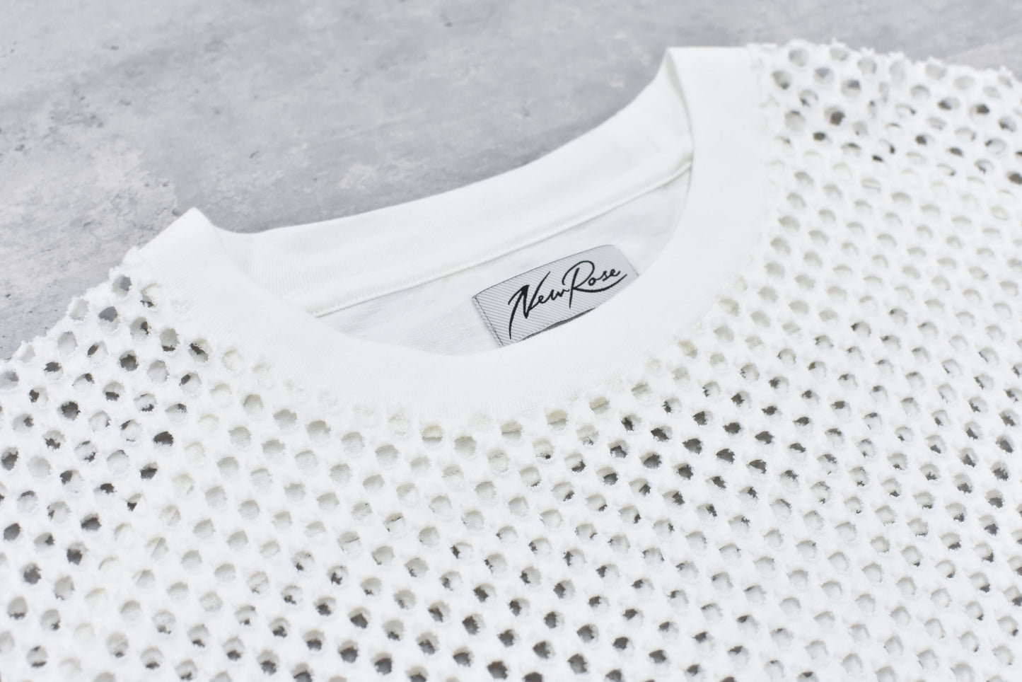 NewRose / Punched Fabric Side Pocket T-shirt - WHITE