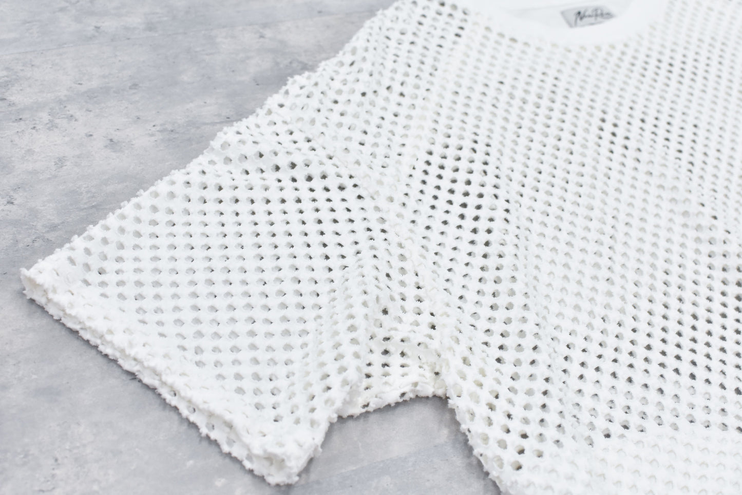 NewRose / Punched Fabric Side Pocket T-shirt - WHITE