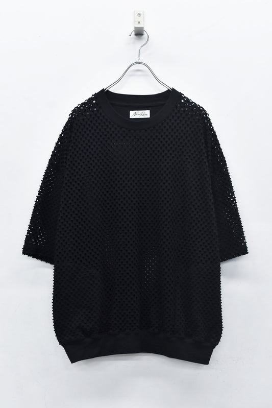 NewRose / Punched Fabric Side Pocket T-shirt - BLACK