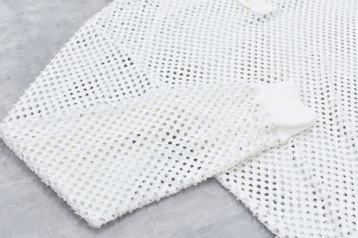 NewRose / Punched Fabric Long-sleeved Polo Shirt - WHITE