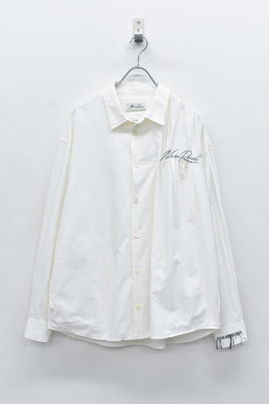 NewRose / Embroidery Wrinklework Long-sleeve Shirt - WHITE