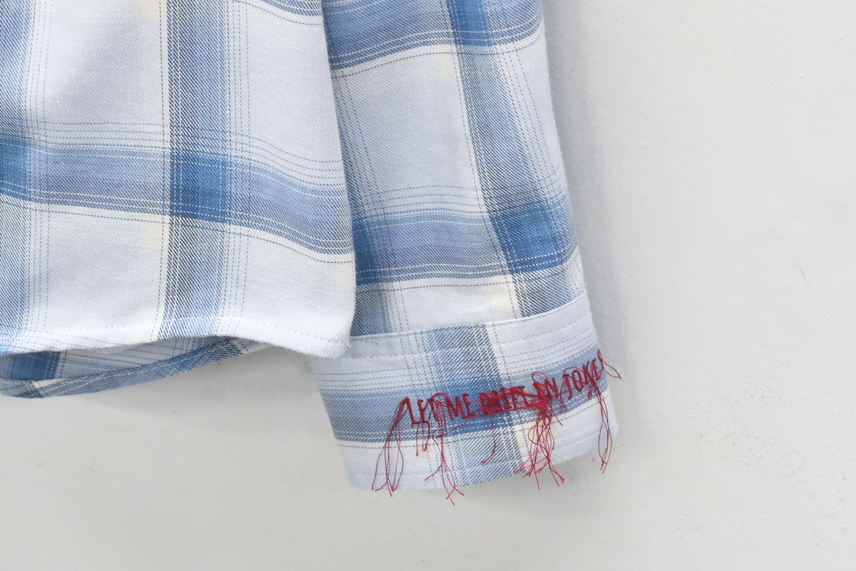 NewRose / Embroidery Wrinklework Long-sleeve Shirt - BLUE OMBRE STRIPE