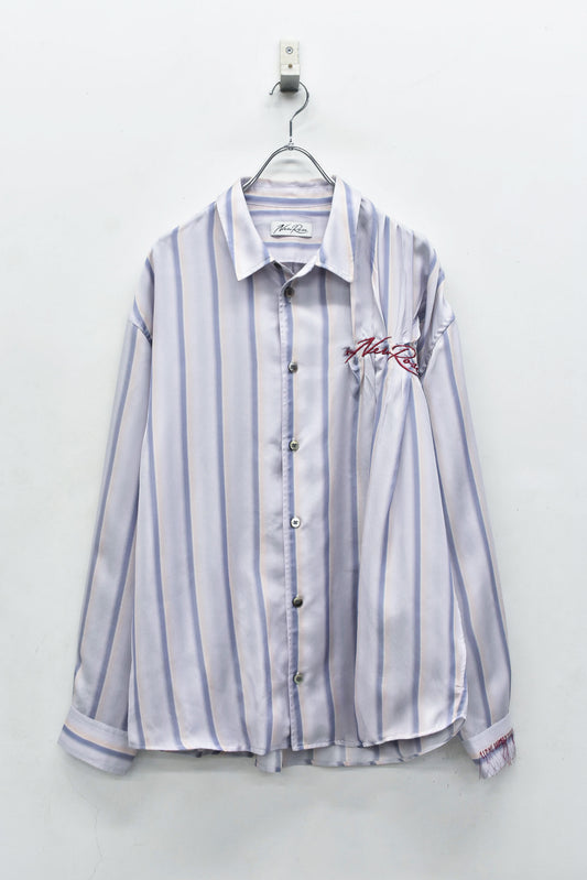 NewRose / Embroidery Wrinklework Long-sleeve Shirt - ROSE PINK OMBRE STRIPE