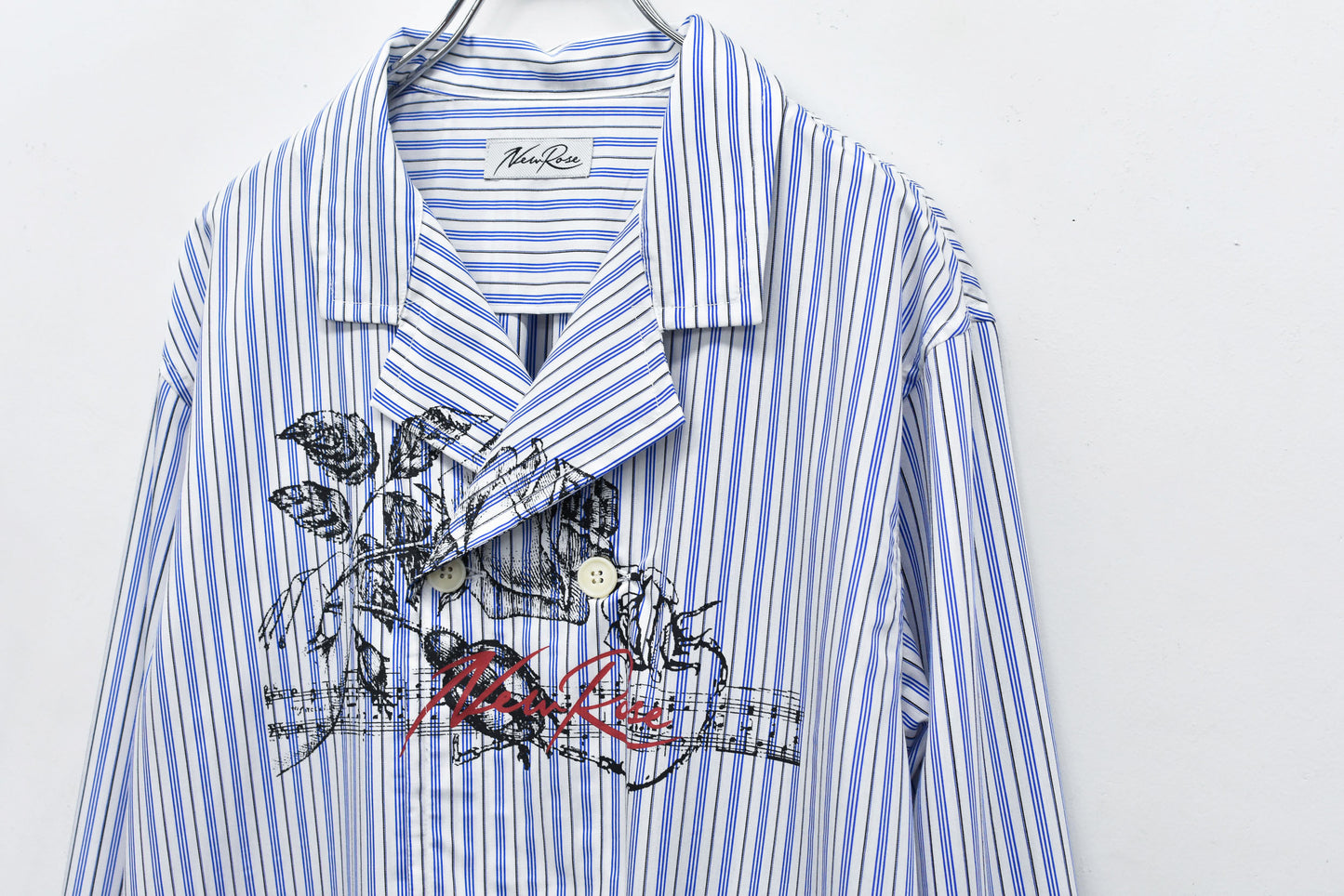 NewRose / Pajama Jacket Embroidery Print - BLUE STRIPE