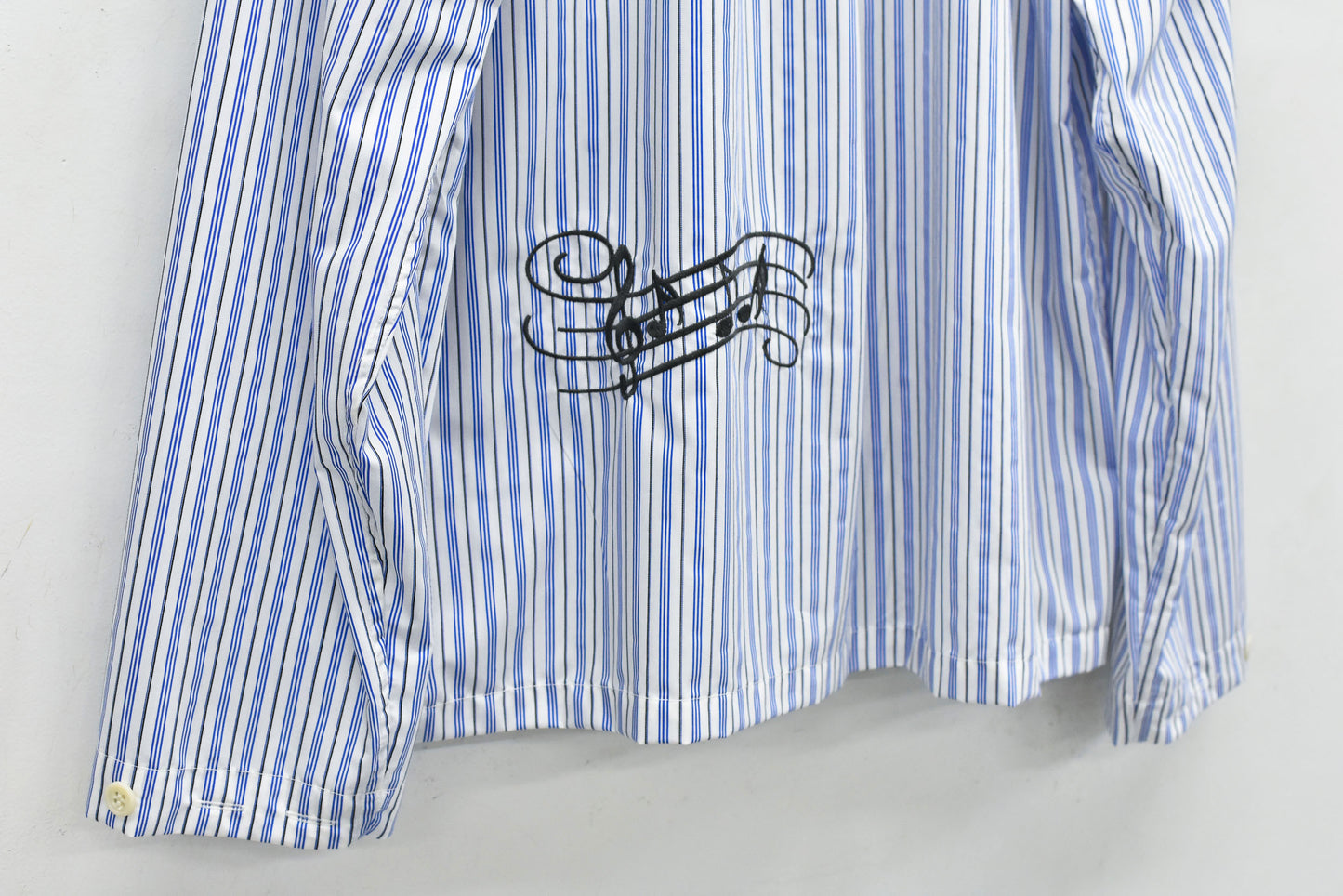 NewRose / Pajama Jacket Embroidery Print - BLUE STRIPE