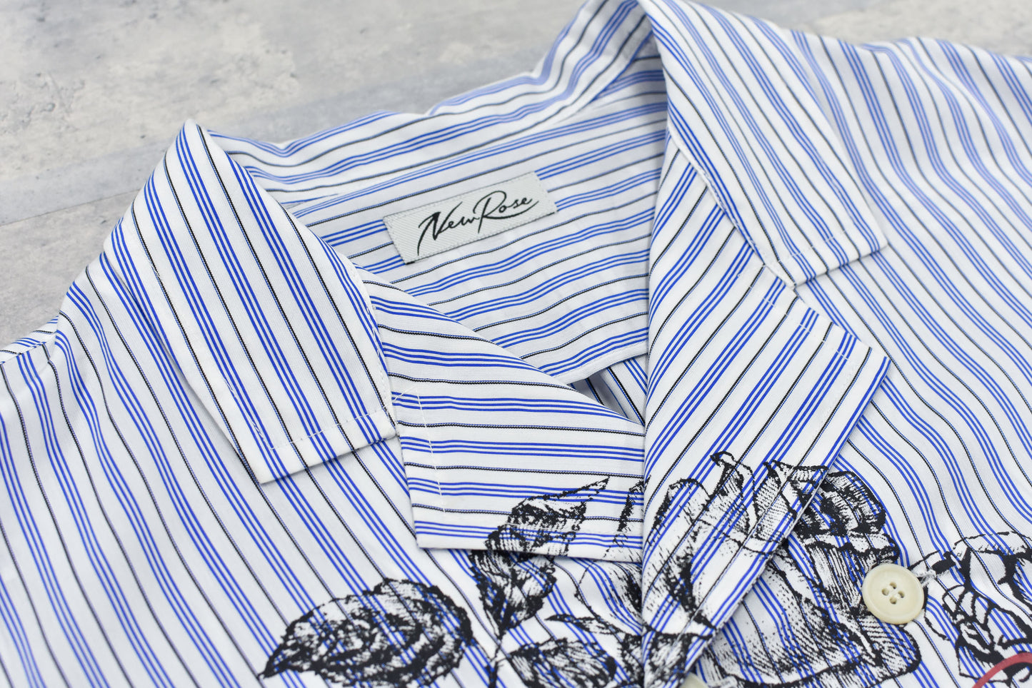 NewRose / Pajama Jacket Embroidery Print - BLUE STRIPE