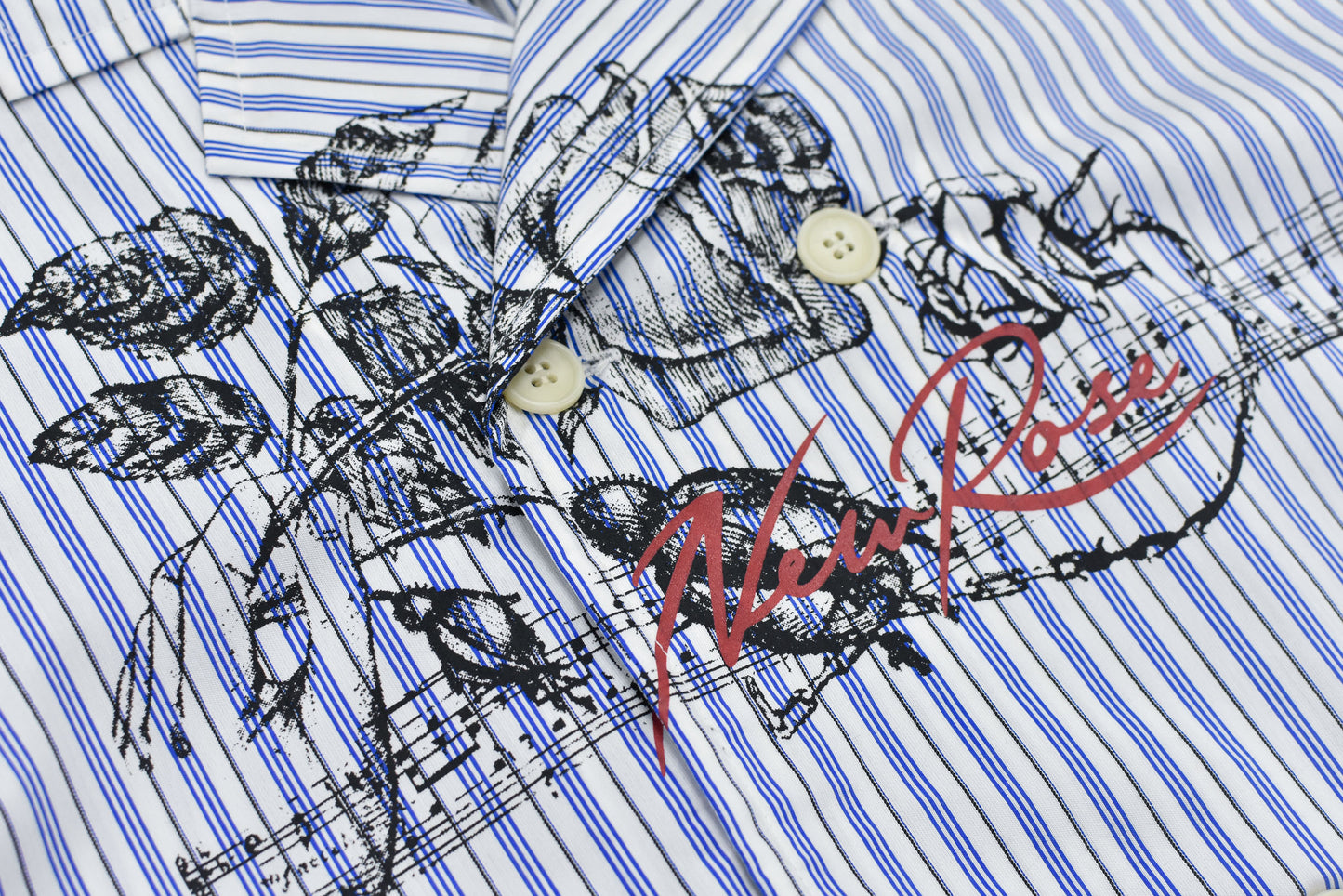 NewRose / Pajama Jacket Embroidery Print - BLUE STRIPE