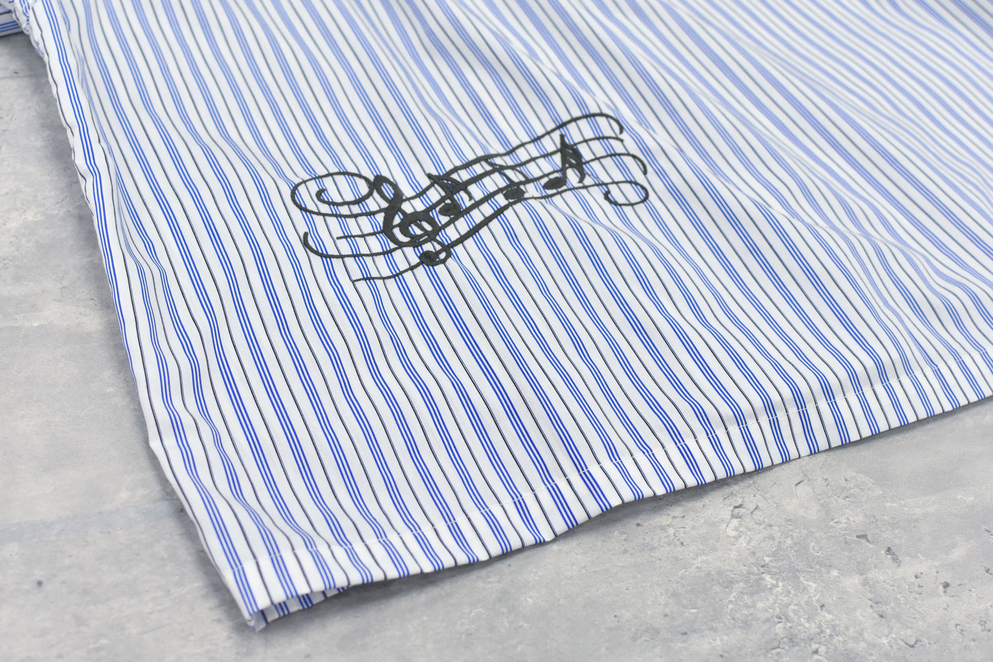 NewRose / Pajama Jacket Embroidery Print - BLUE STRIPE