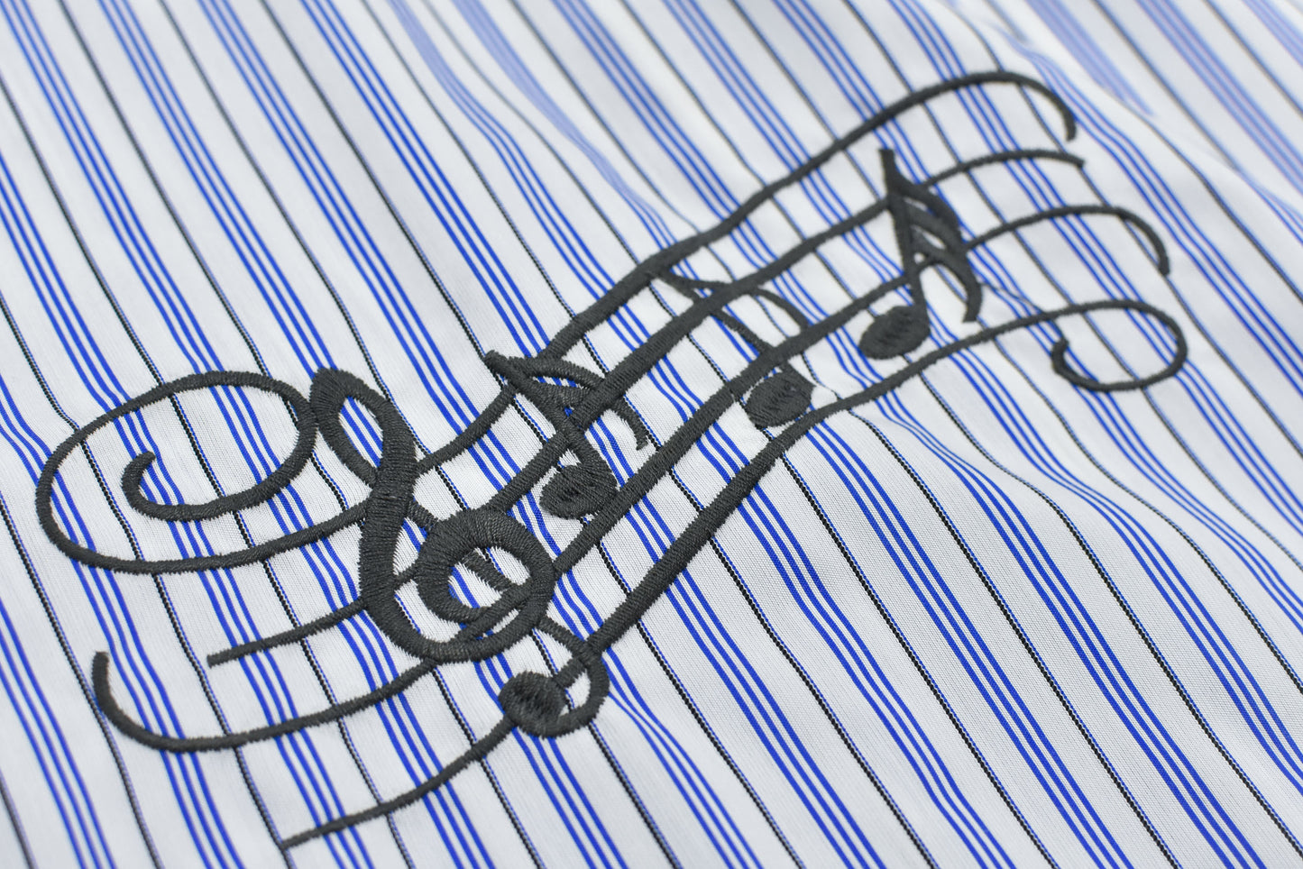 NewRose / Pajama Jacket Embroidery Print - BLUE STRIPE