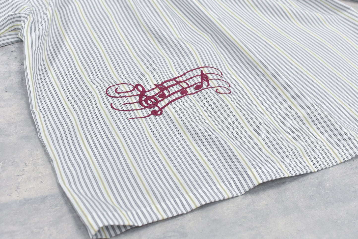 NewRose / Pajama Jacket Embroidery Print - GRAY STRIPE