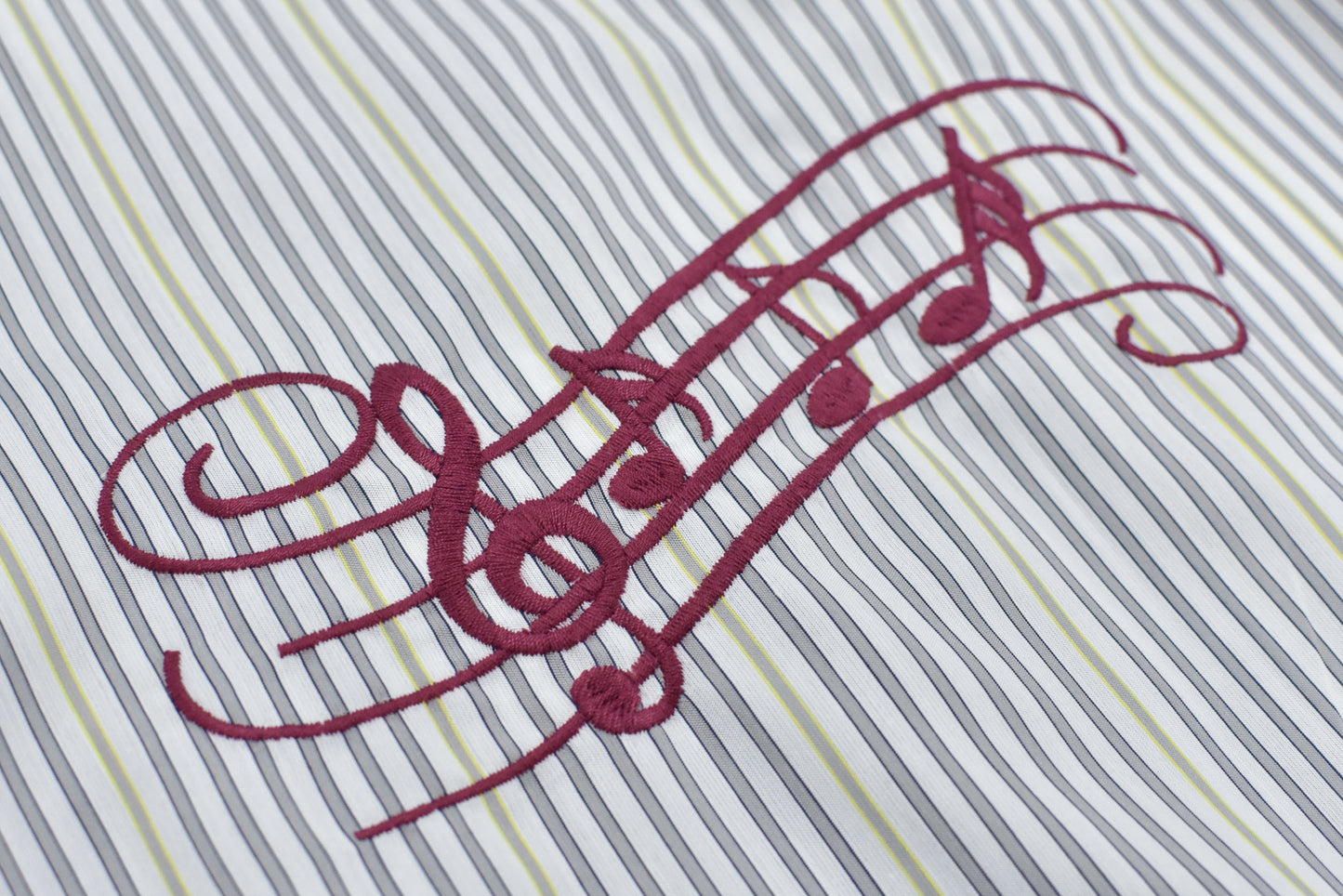 NewRose / Pajama Jacket Embroidery Print - GRAY STRIPE