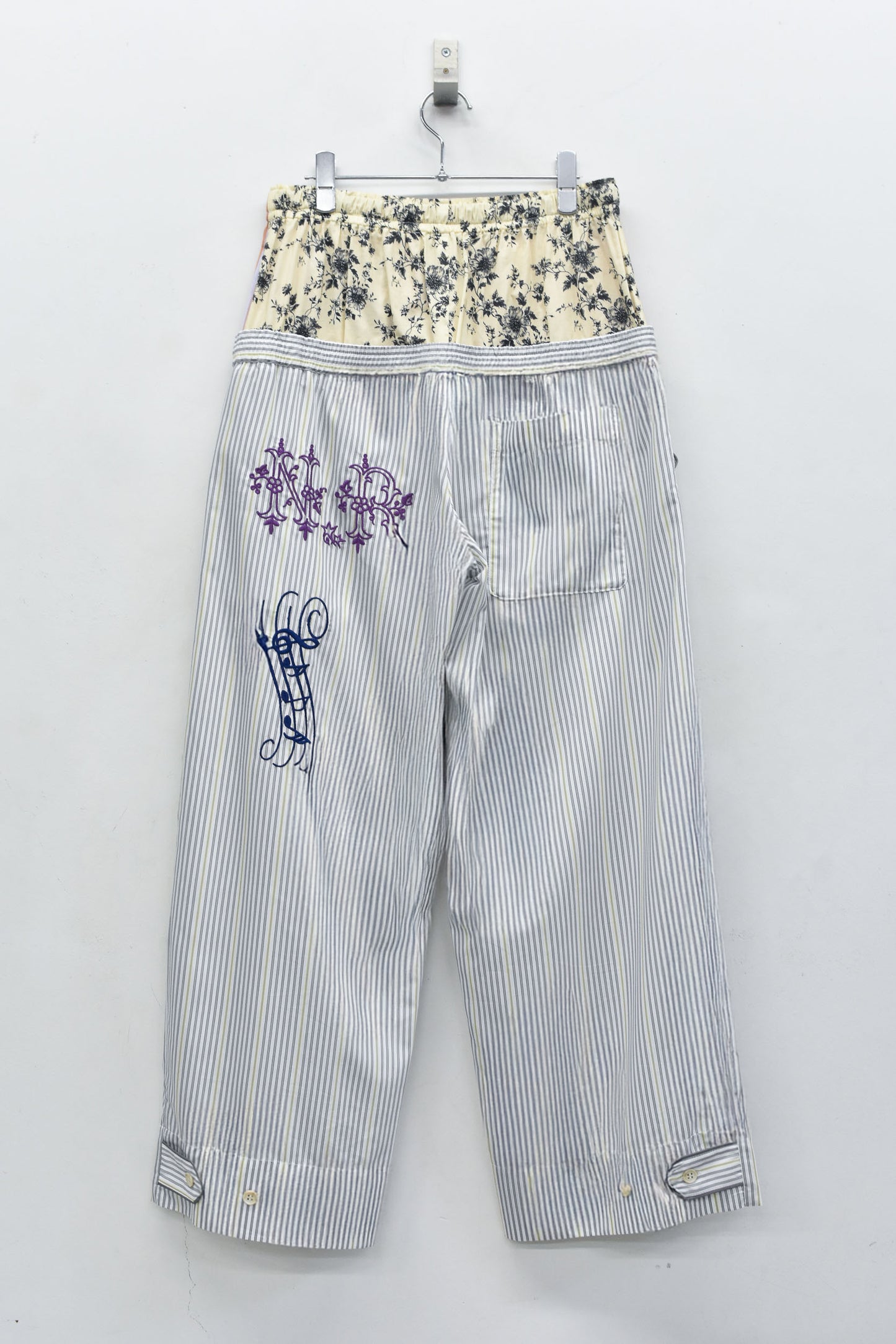 NewRose / Pajama Pants  Embroidery Print - GRAY STRIPE