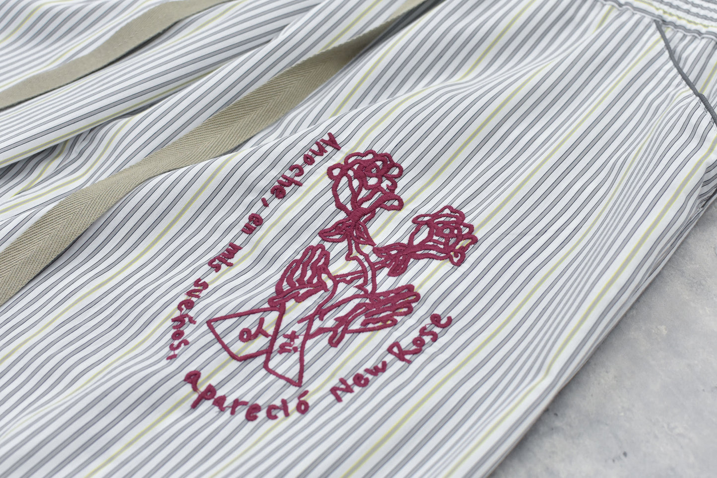 NewRose / Pajama Pants  Embroidery Print - GRAY STRIPE