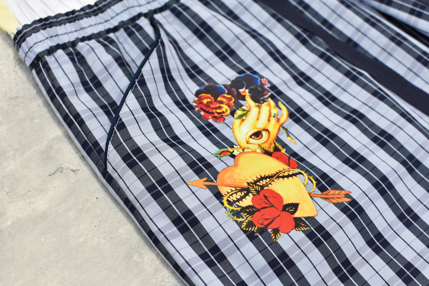 NewRose / Pajama Pants  Embroidery Print - BLUE CHECK