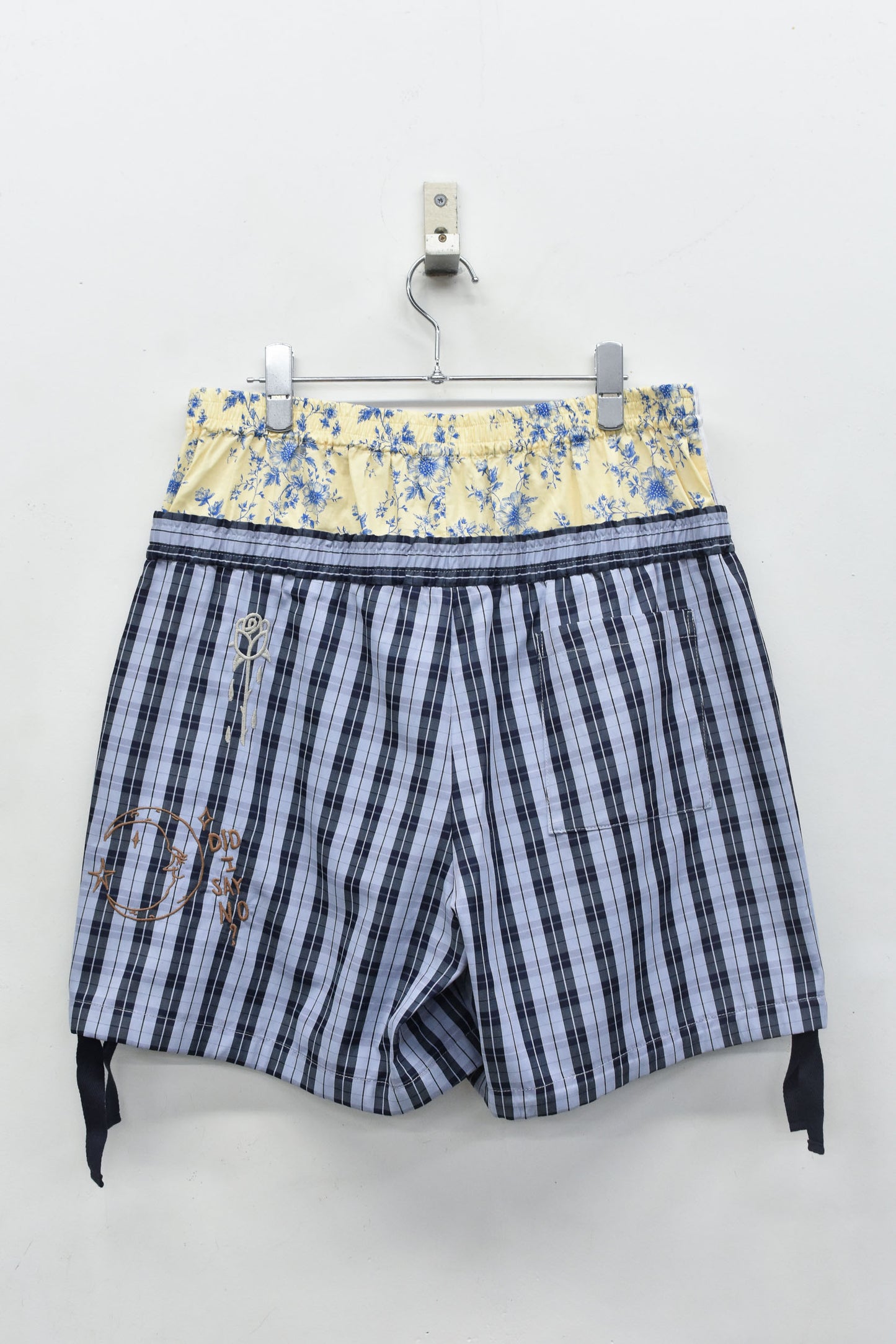 NewRose / Pajama Shorts Embroidery - BLUE CHECK