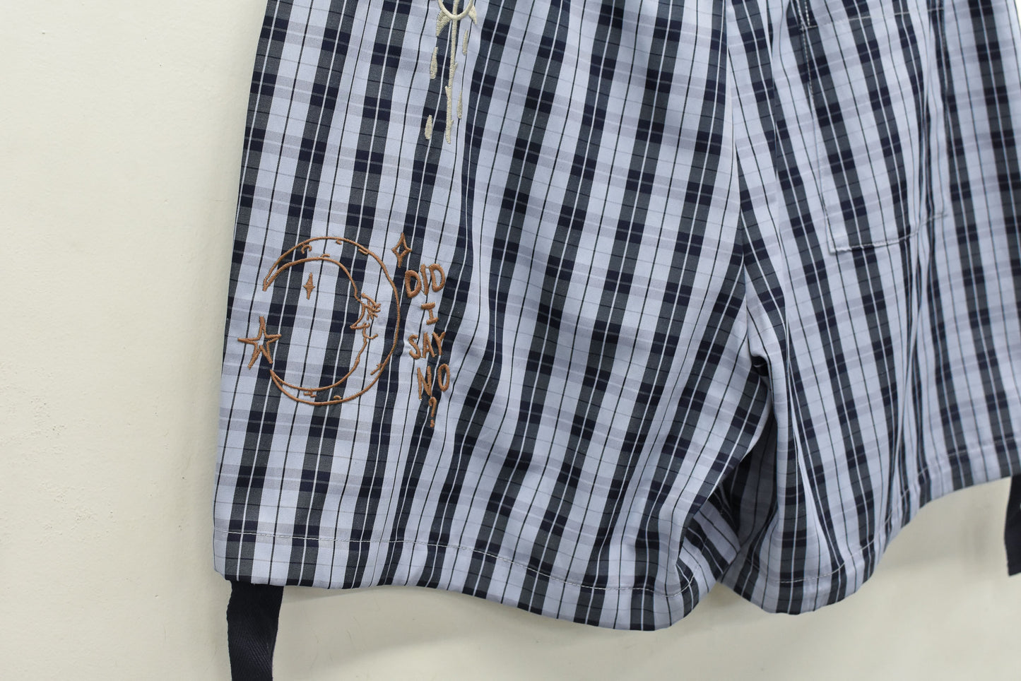 NewRose / Pajama Shorts Embroidery - BLUE CHECK