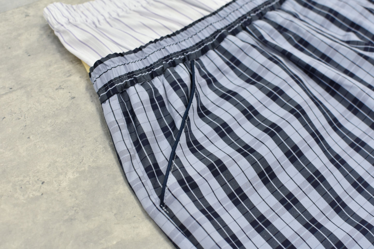 NewRose / Pajama Shorts Embroidery - BLUE CHECK