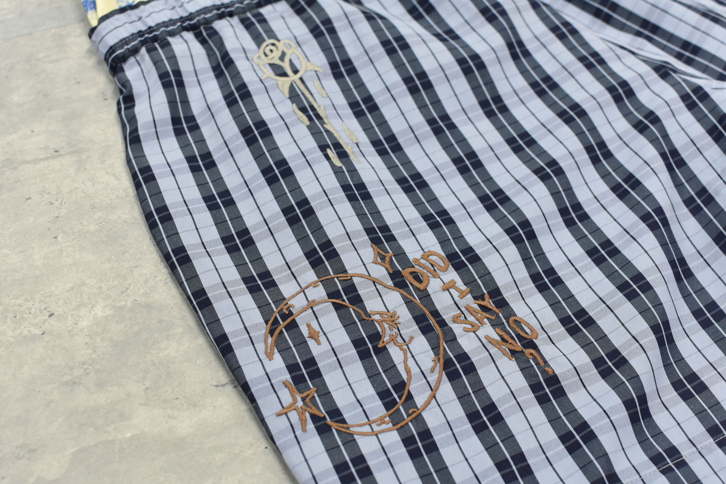 NewRose / Pajama Shorts Embroidery - BLUE CHECK
