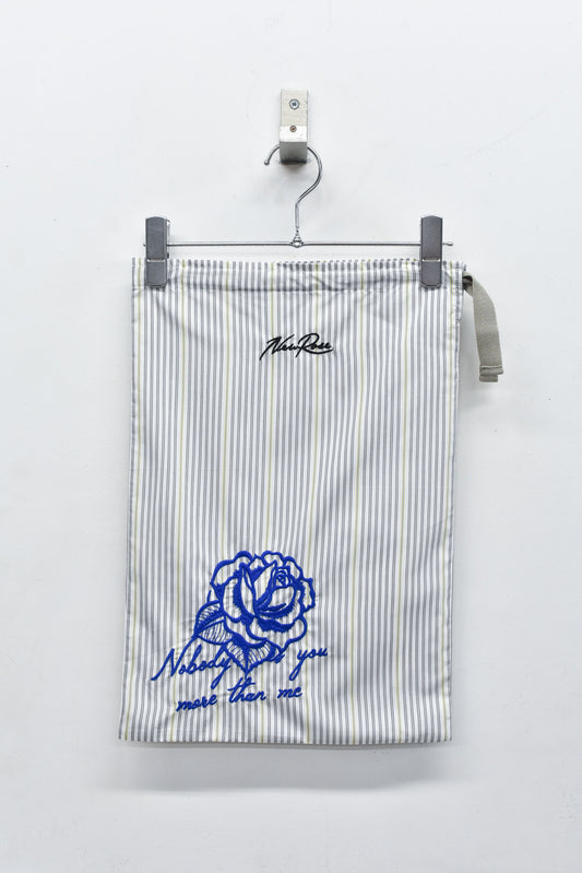 NewRose / Pajamas Bag Embroidery - GRAY STRIPE