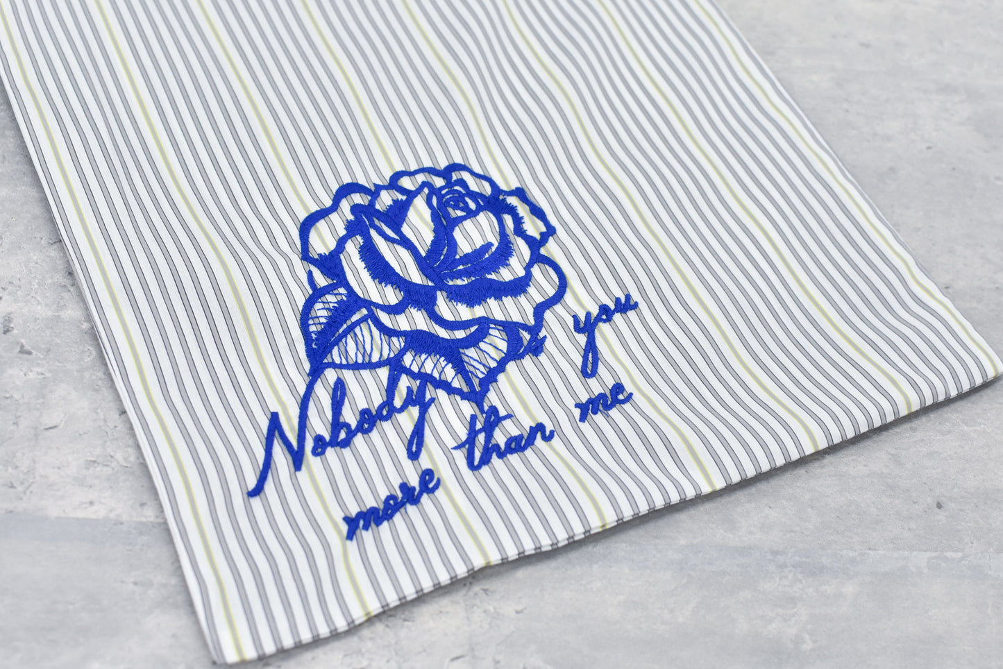 NewRose / Pajamas Bag Embroidery - GRAY STRIPE