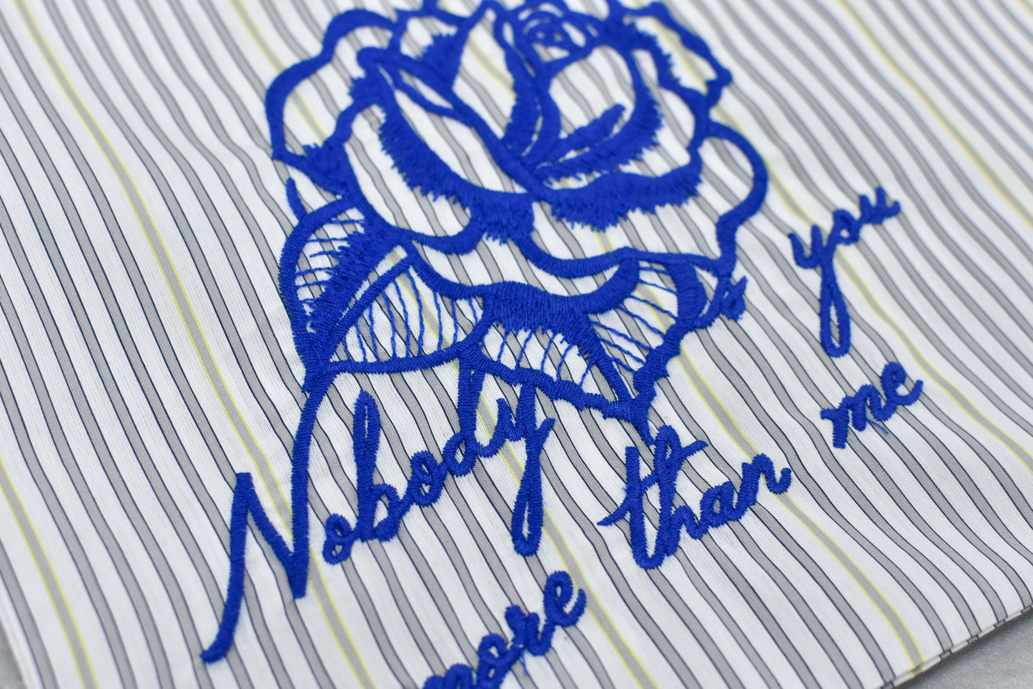 NewRose / Pajamas Bag Embroidery - GRAY STRIPE