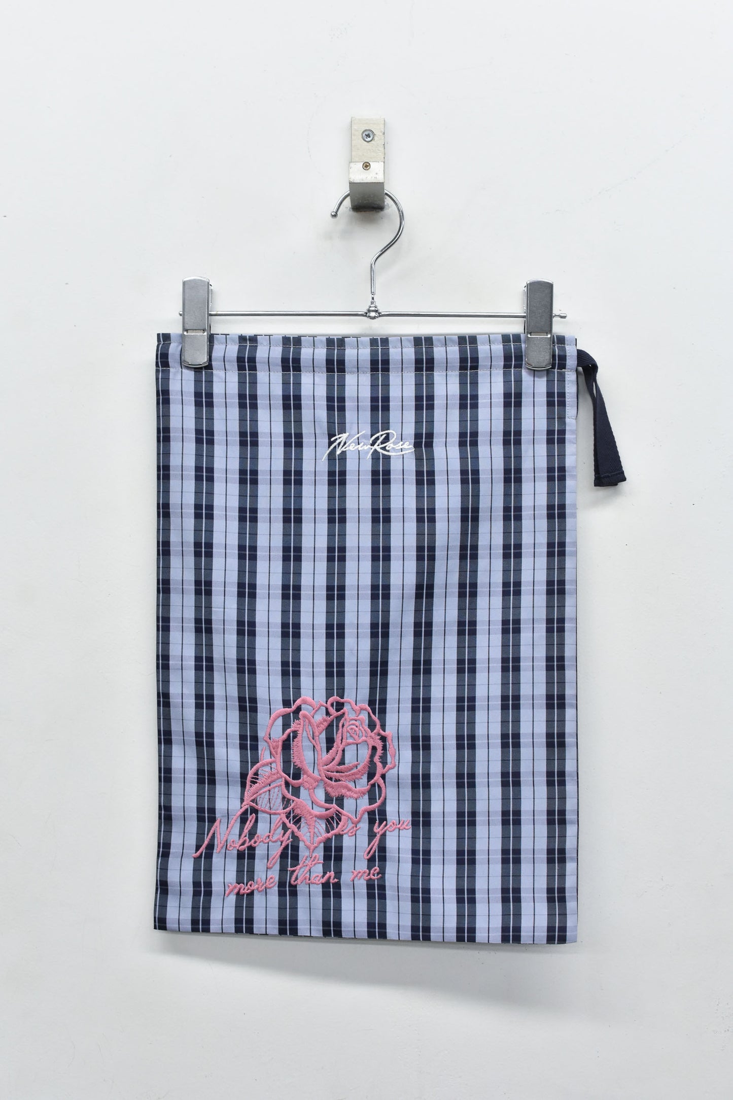 NewRose / Pajamas Bag Embroidery - BLUE CHECK