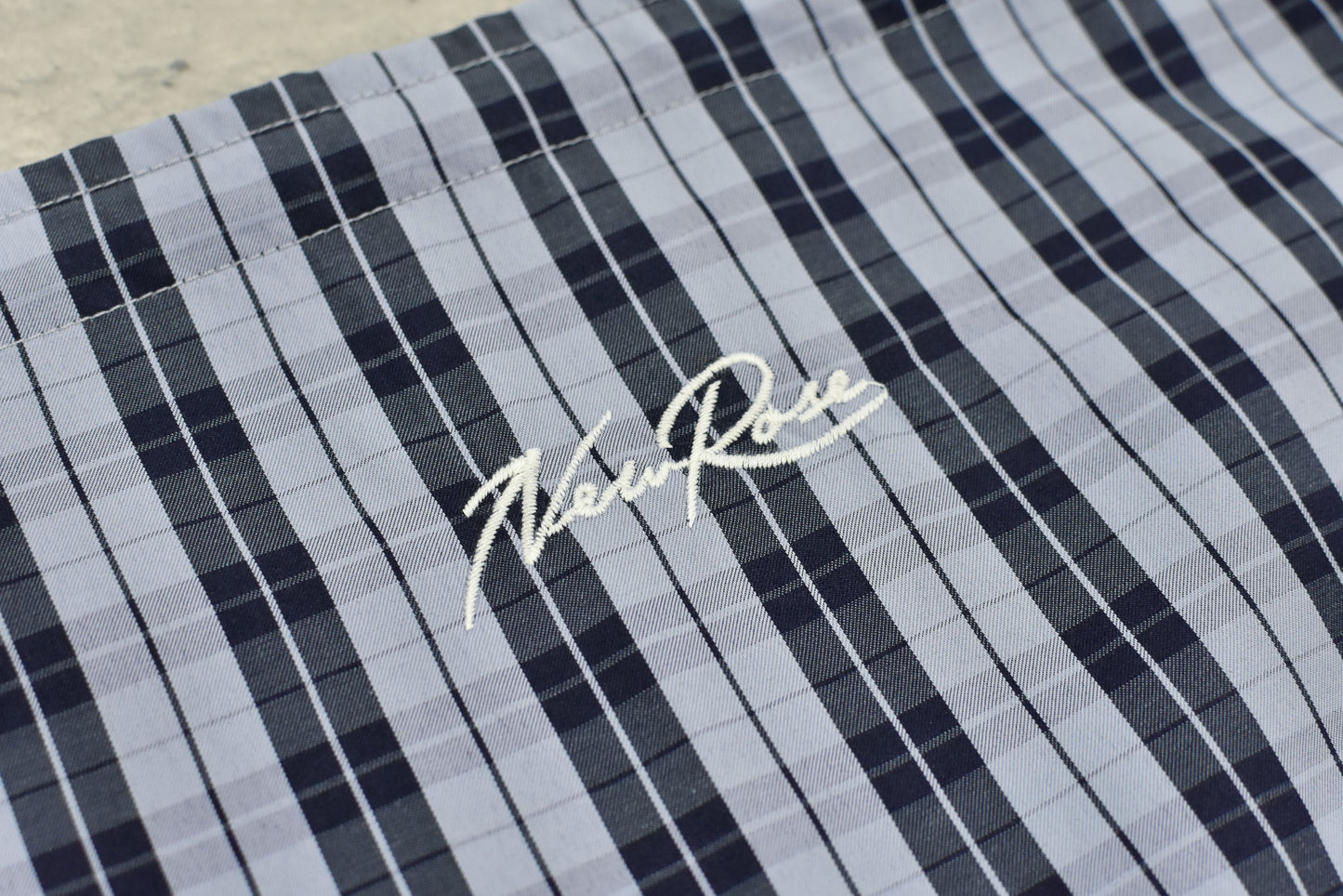 NewRose / Pajamas Bag Embroidery - BLUE CHECK