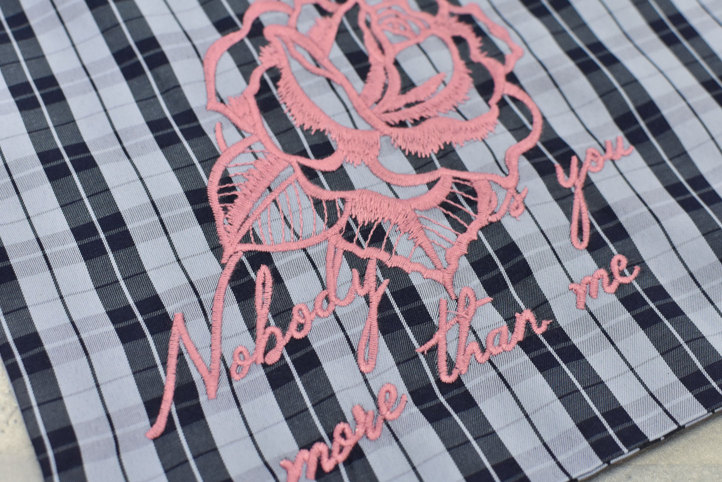 NewRose / Pajamas Bag Embroidery - BLUE CHECK