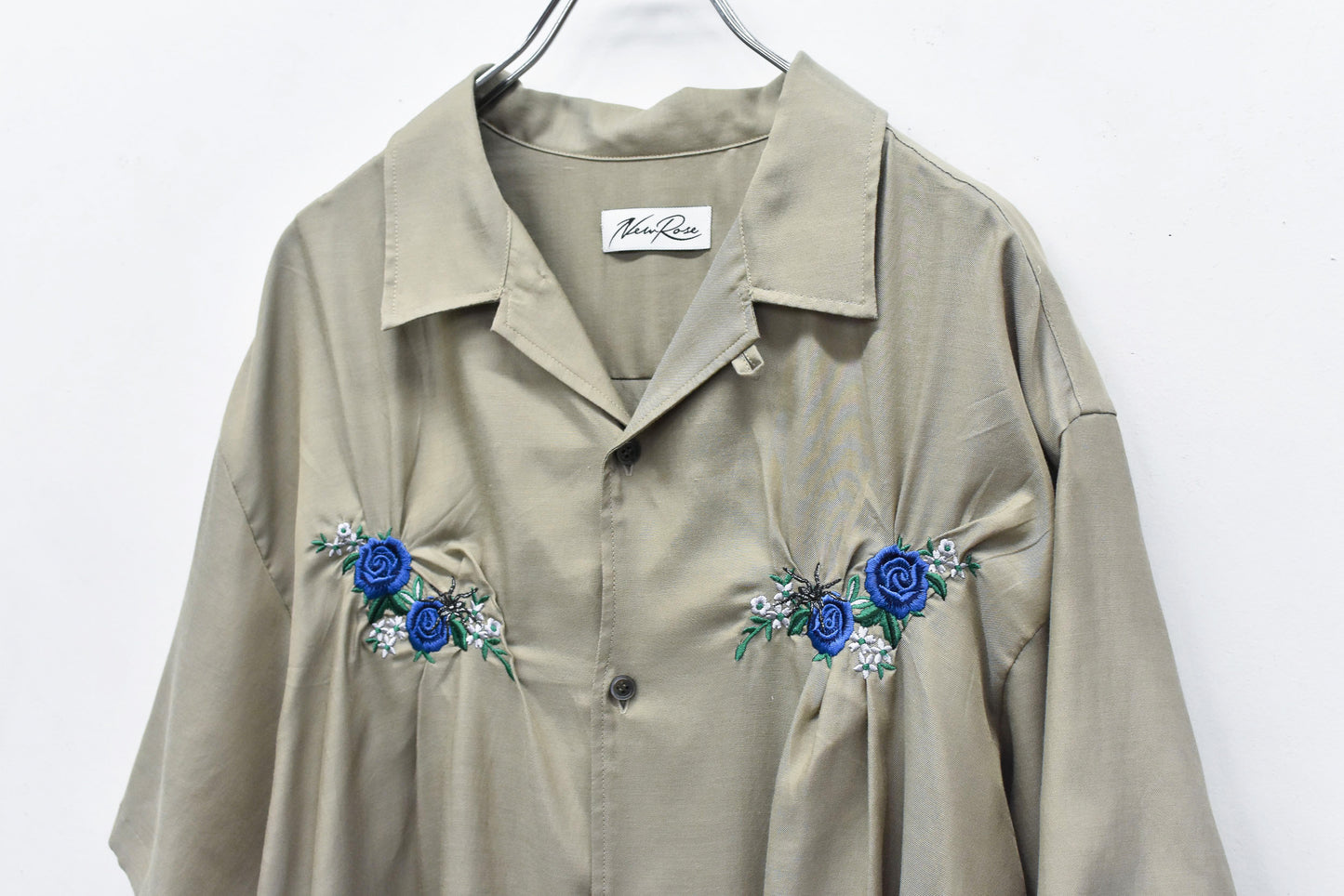 NewRose / Embroidery Wrinklework Shirt - BROWN BEIGE