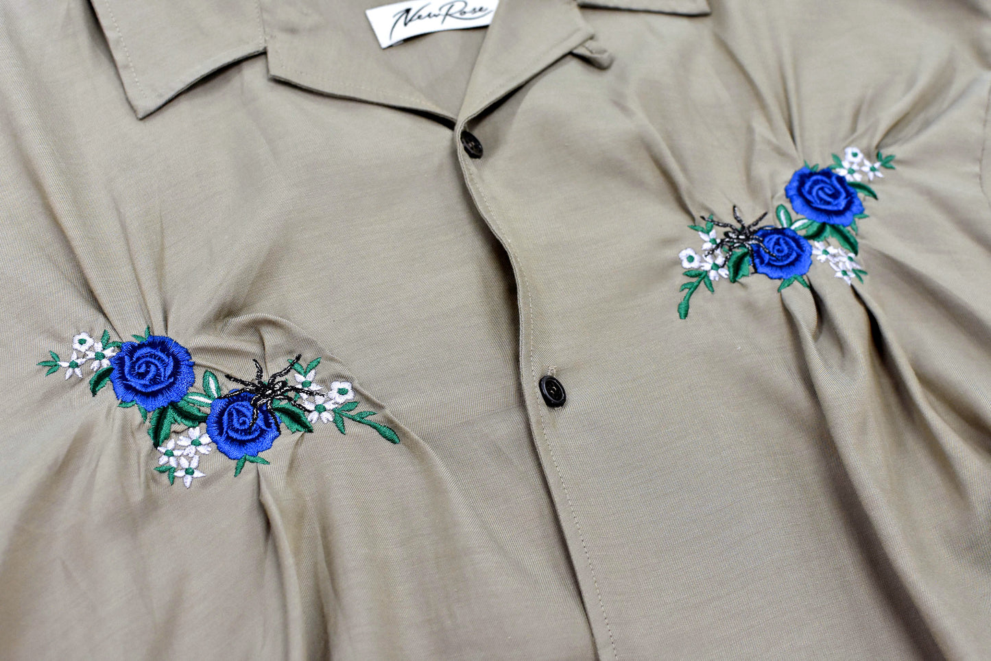 NewRose / Embroidery Wrinklework Shirt - BROWN BEIGE
