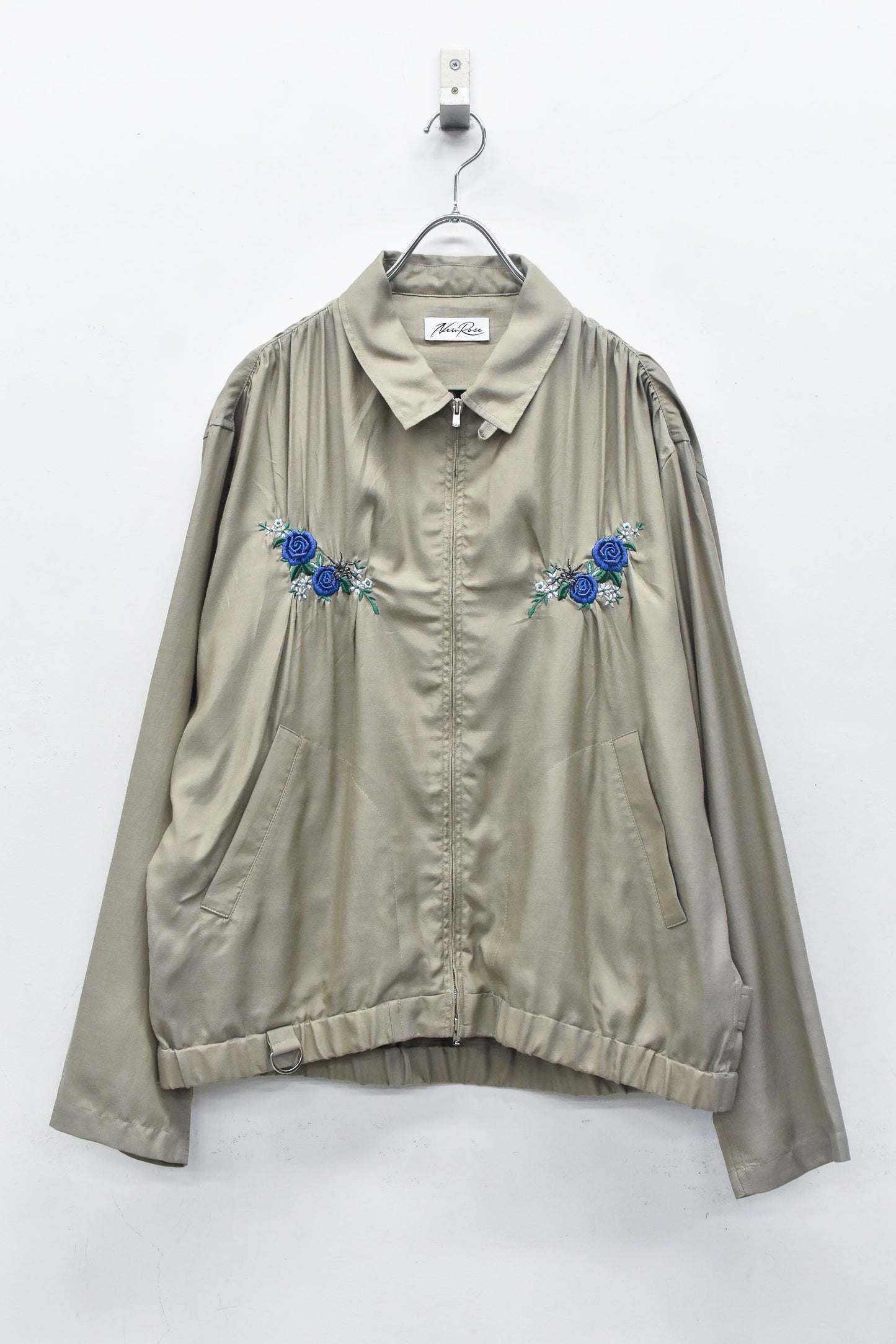 NewRose / Embroidery Wrinklework Blouson - BROWN BEIGE