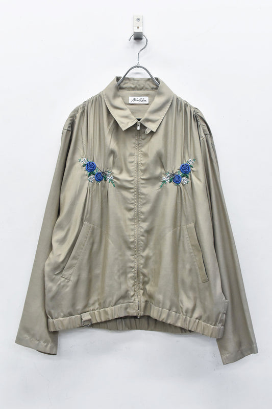 NewRose / Embroidery Wrinklework Blouson - BROWN BEIGE