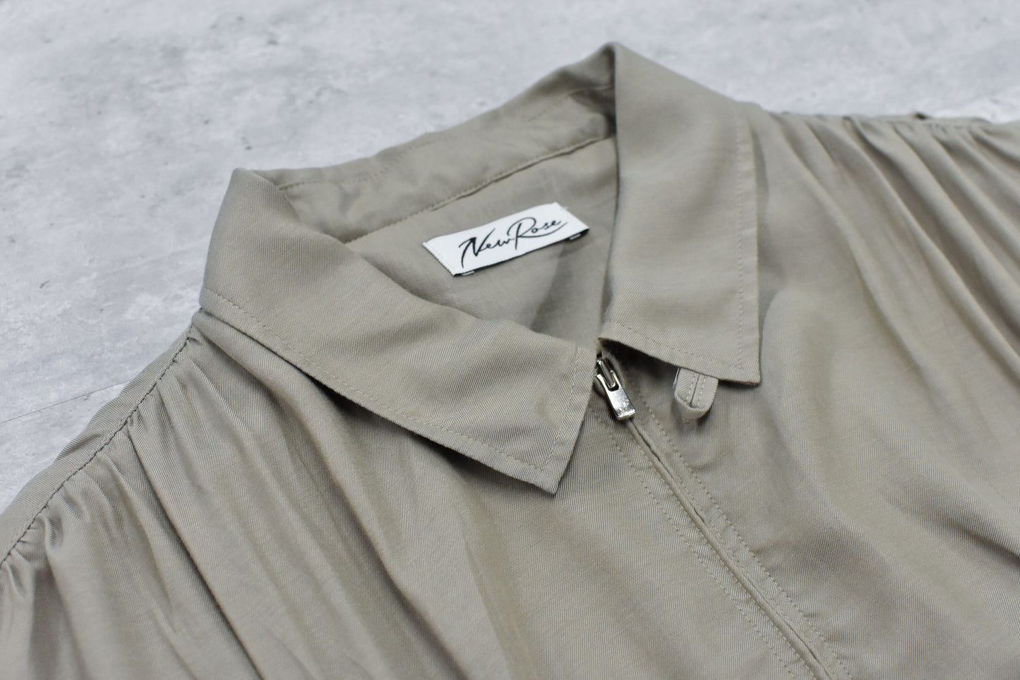 NewRose / Embroidery Wrinklework Blouson - BROWN BEIGE